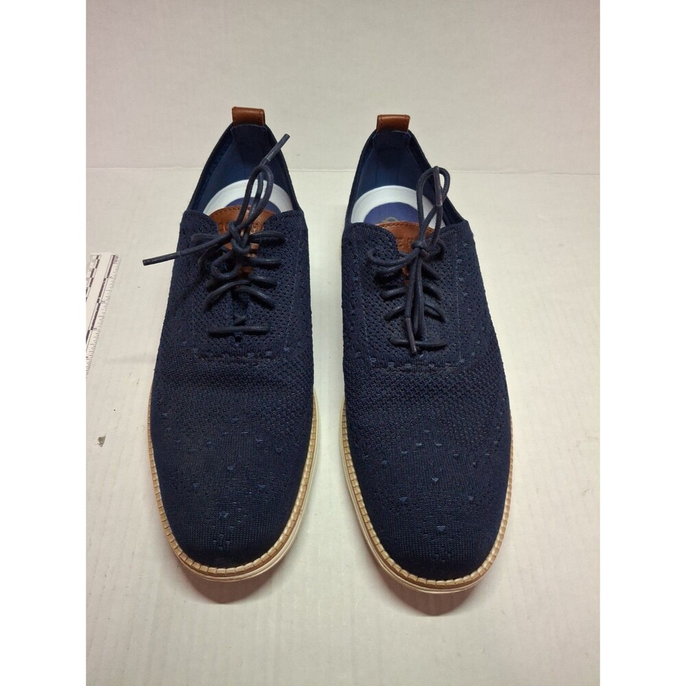 Mens Cole Haan OriginalGrand Shoes Blue Knit Wingtip Oxford C27960 ~ Size 19.5M